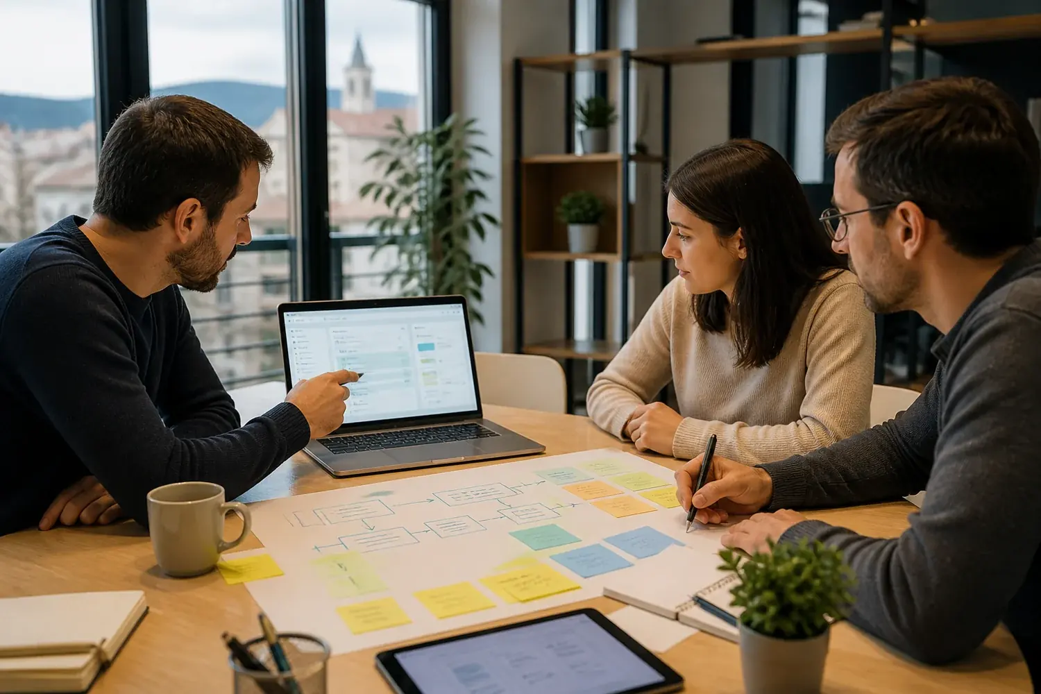 Equip d'empresa revisant processos per digitalitzar-los amb software a mida